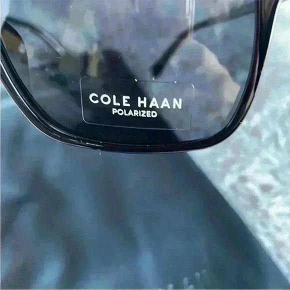 Cole Haan Plastic Combo 55mm Square Brow Bar Sunglasses in Black NWT *Polarized* - Picture 7 of 7